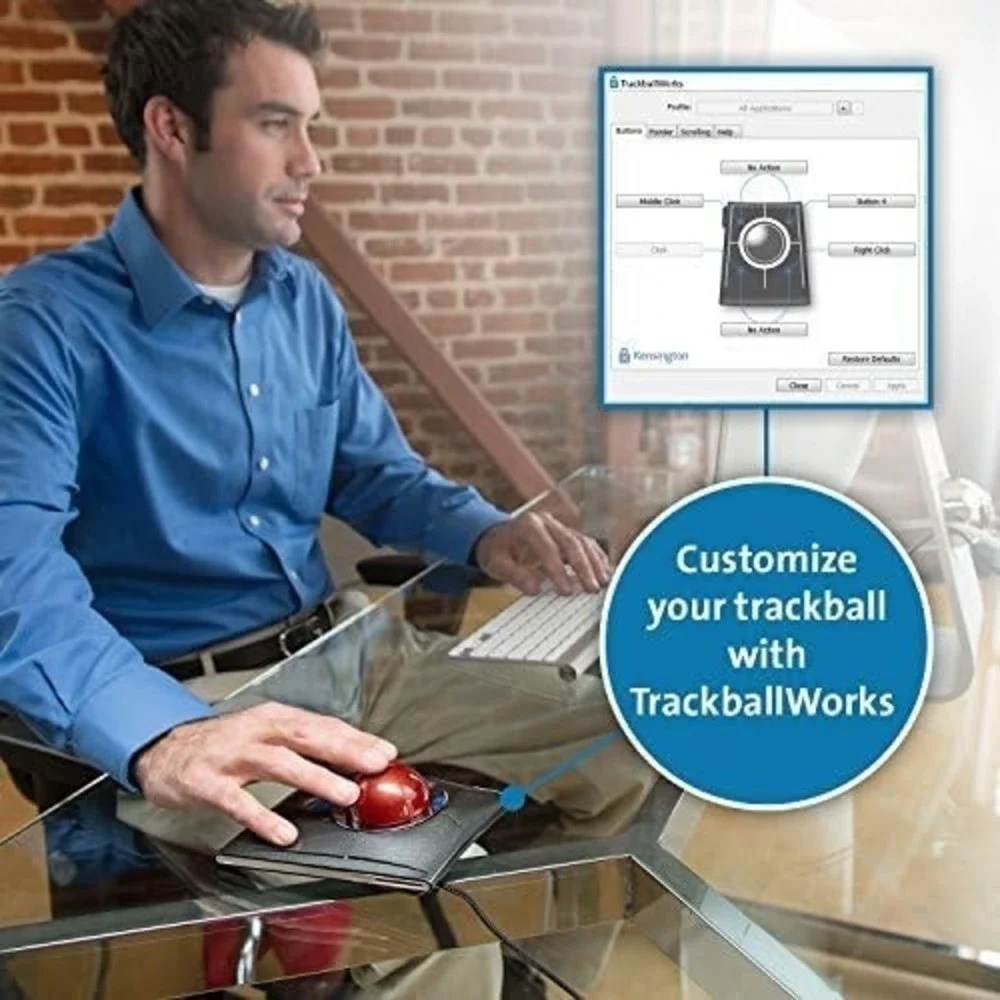 Kensington SlimBlade Trackball Mouse‎ K72327U Wired USB Ergonomic Design – Black